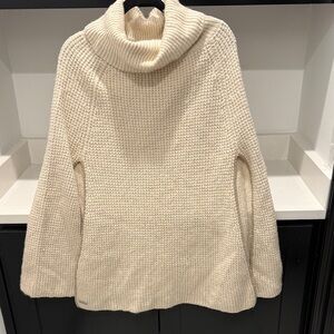 Lauren Ralph Lauren Waffle Knit Turtleneck Poncho Cape Sweater Wool Blend.